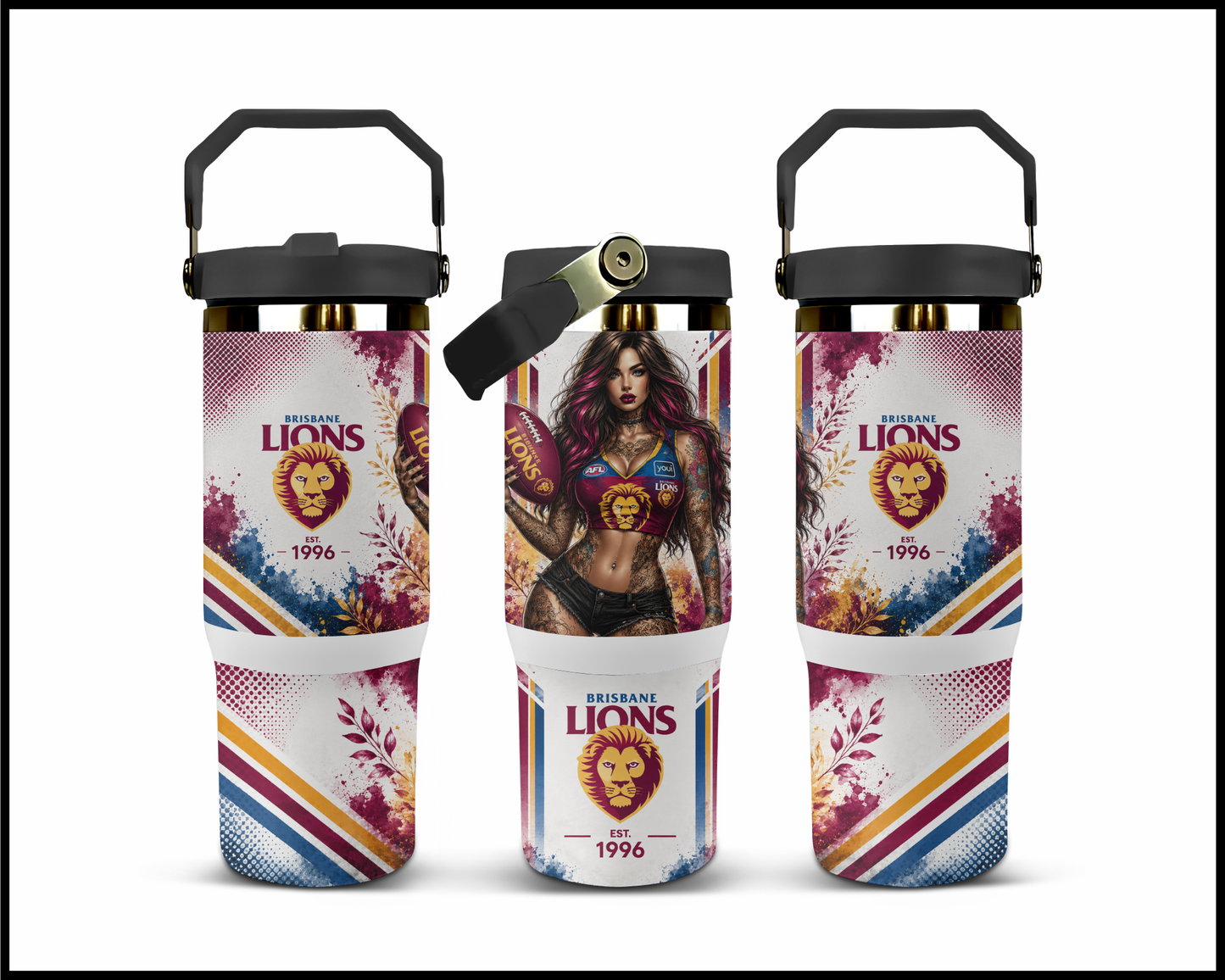 Big Guzzler Brisbane Lions Stainless Steel Tumbler (975)