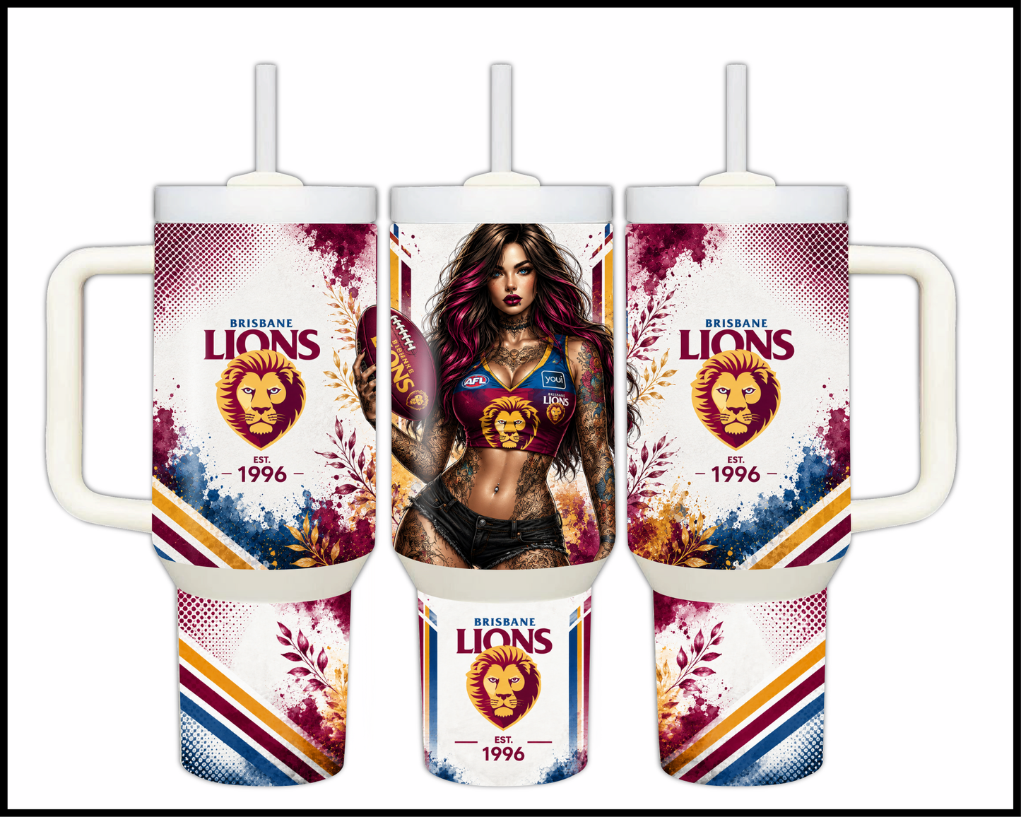Big Guzzler Brisbane Lions Stainless Steel Tumbler (975)