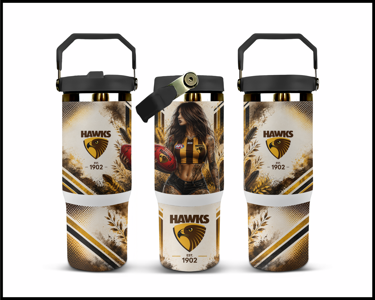 Big Guzzler Hawthorn Hawks Stainless Steel Tumbler (983)