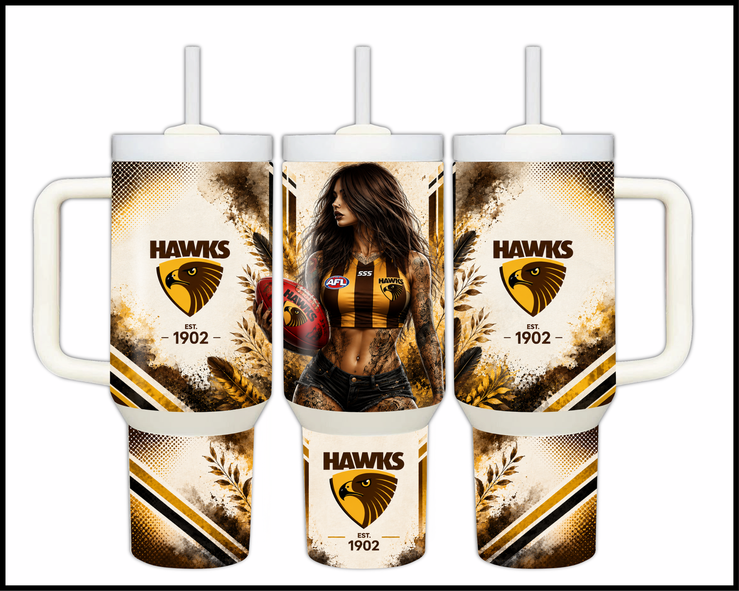 Big Guzzler Hawthorn Hawks Stainless Steel Tumbler (983)