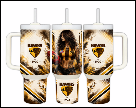 Big Guzzler Hawthorn Hawks Stainless Steel Tumbler (983)