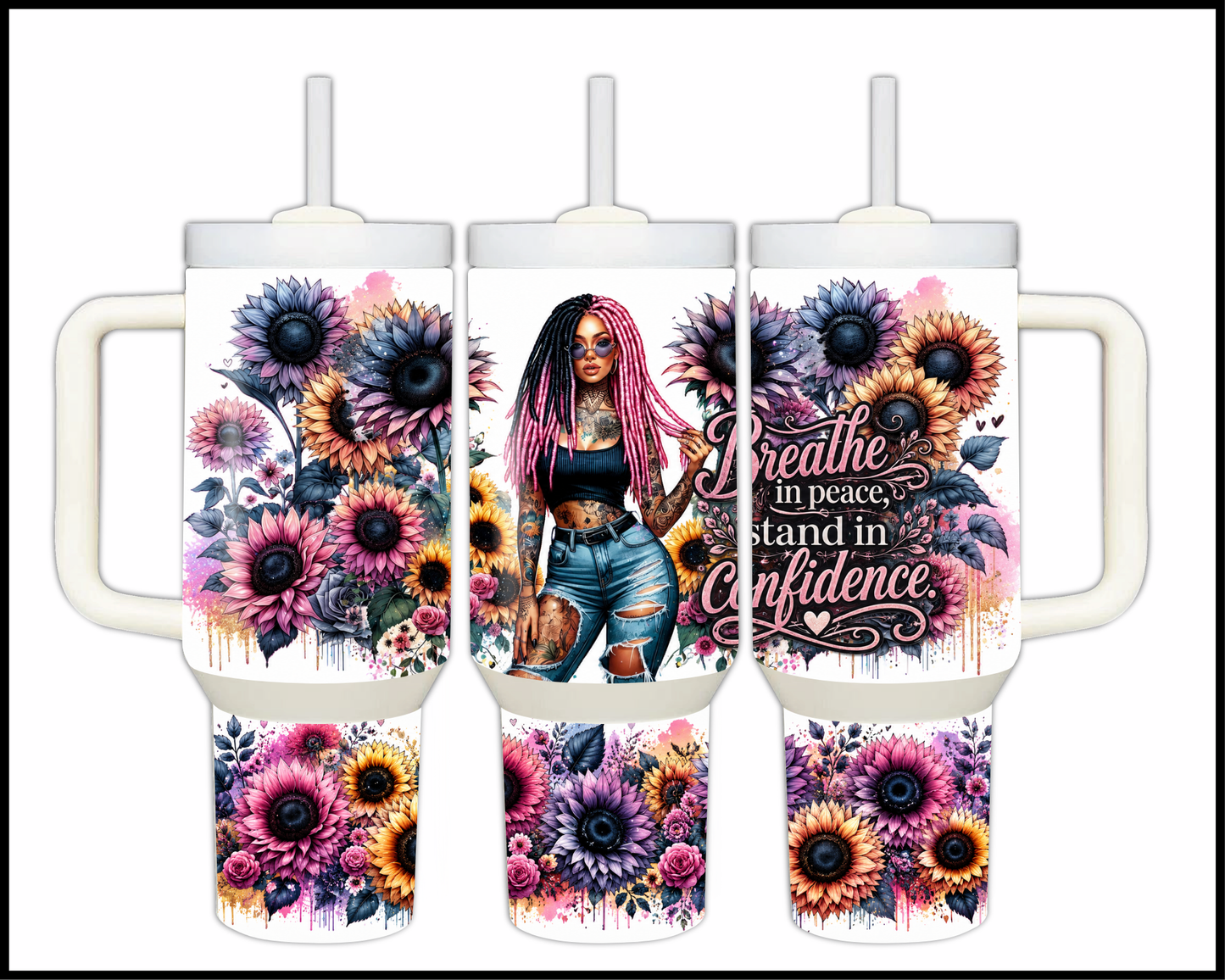 Breathe in Peace, Stand In Confidence Big Guzzler Stainless Steel Tumbler (992)