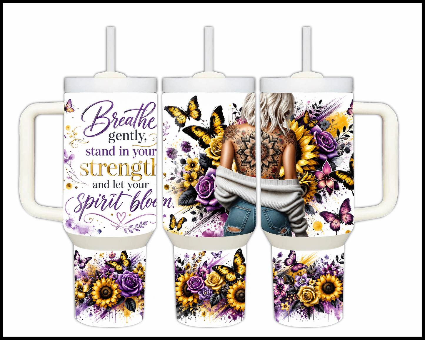 Let Your Spirit Bloom Big Guzzler Stainless Steel Tumbler (993)