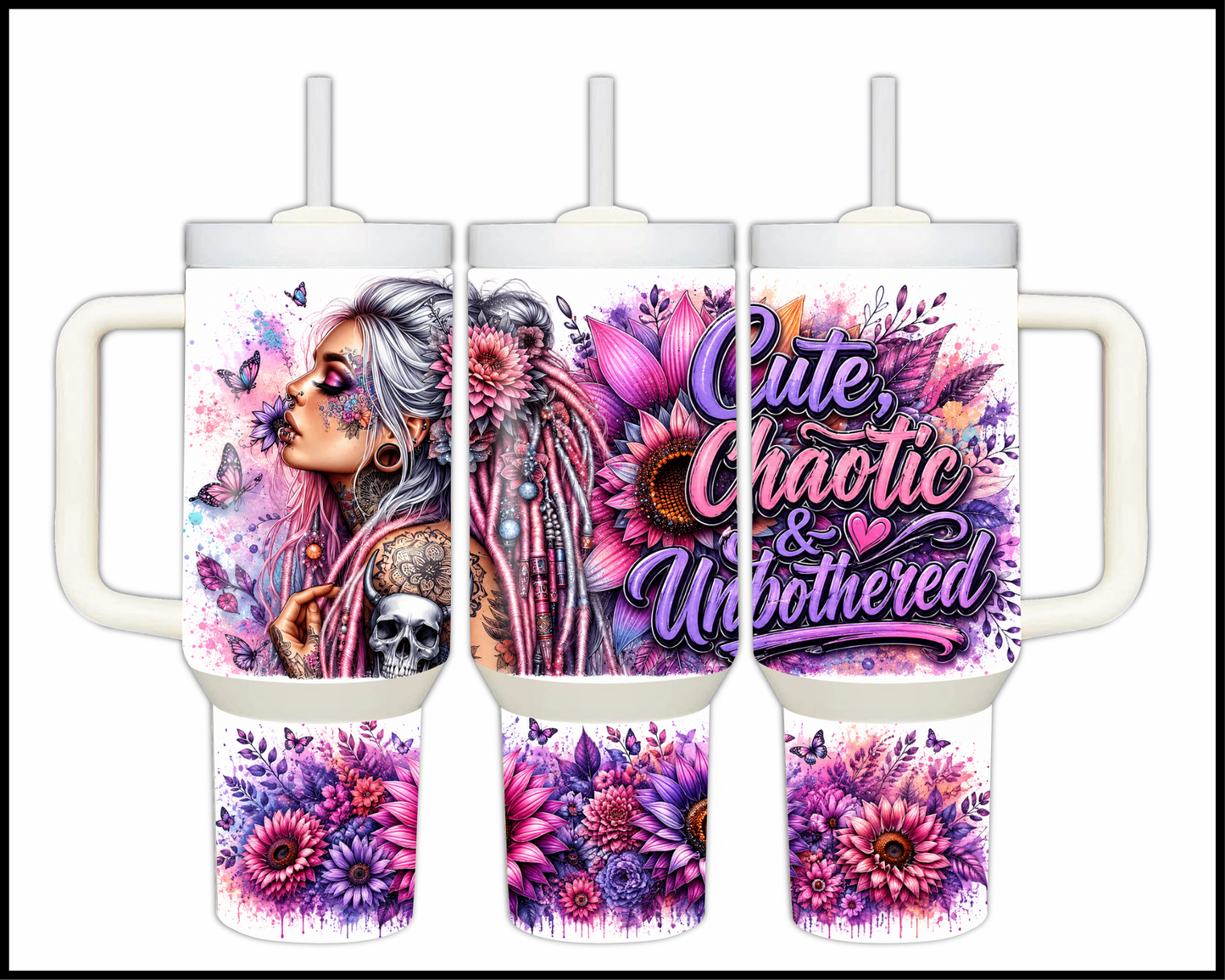 Cute, Chaotic & Unbothered Big Guzzler Stainless Steel Tumbler (997)