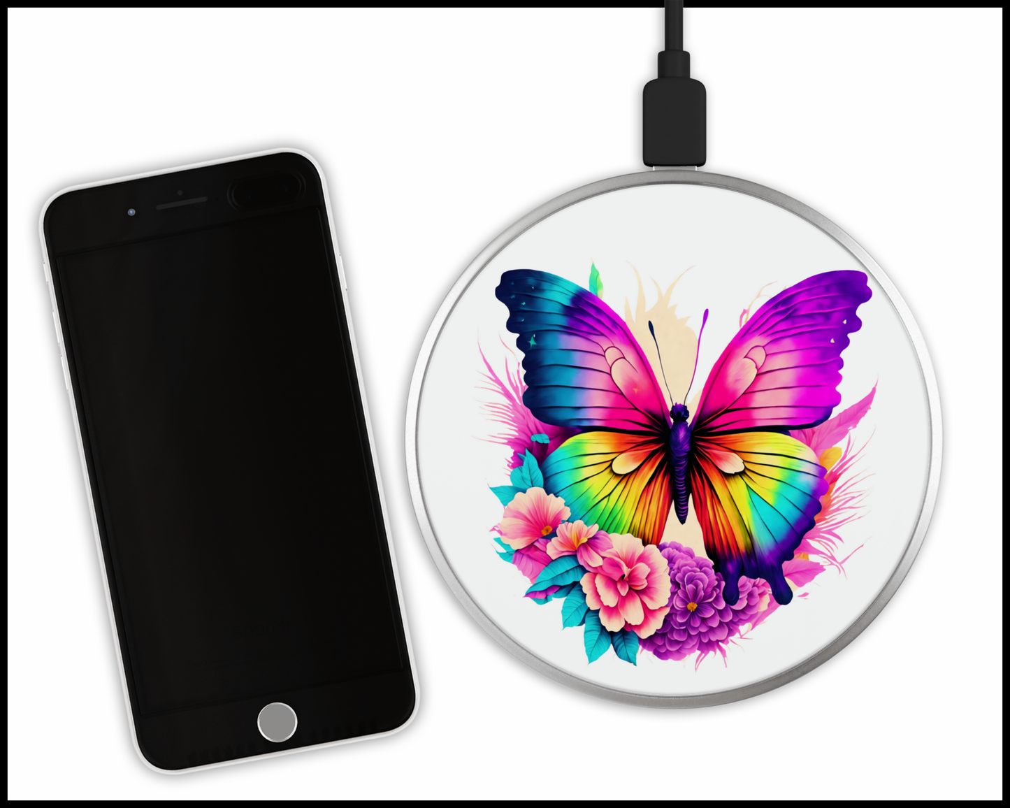 Neon Butterfly Sublimated Wireless Phone Charger (309)