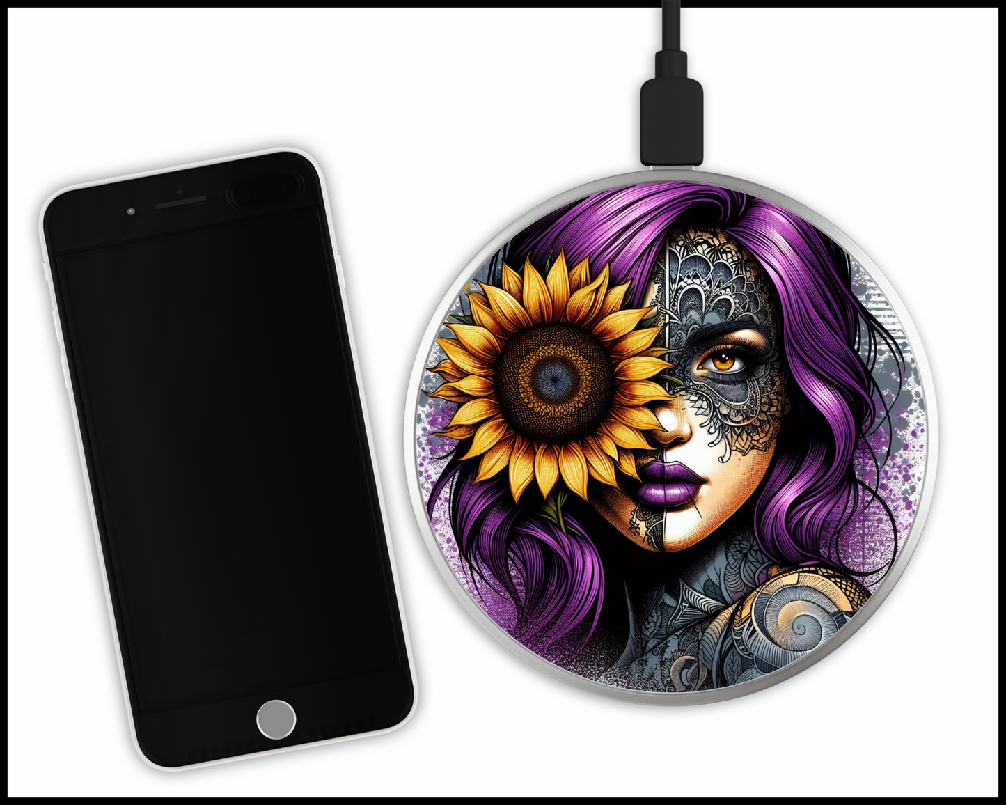 Mandala Women Sublimated Wireless Phone Charger (159)