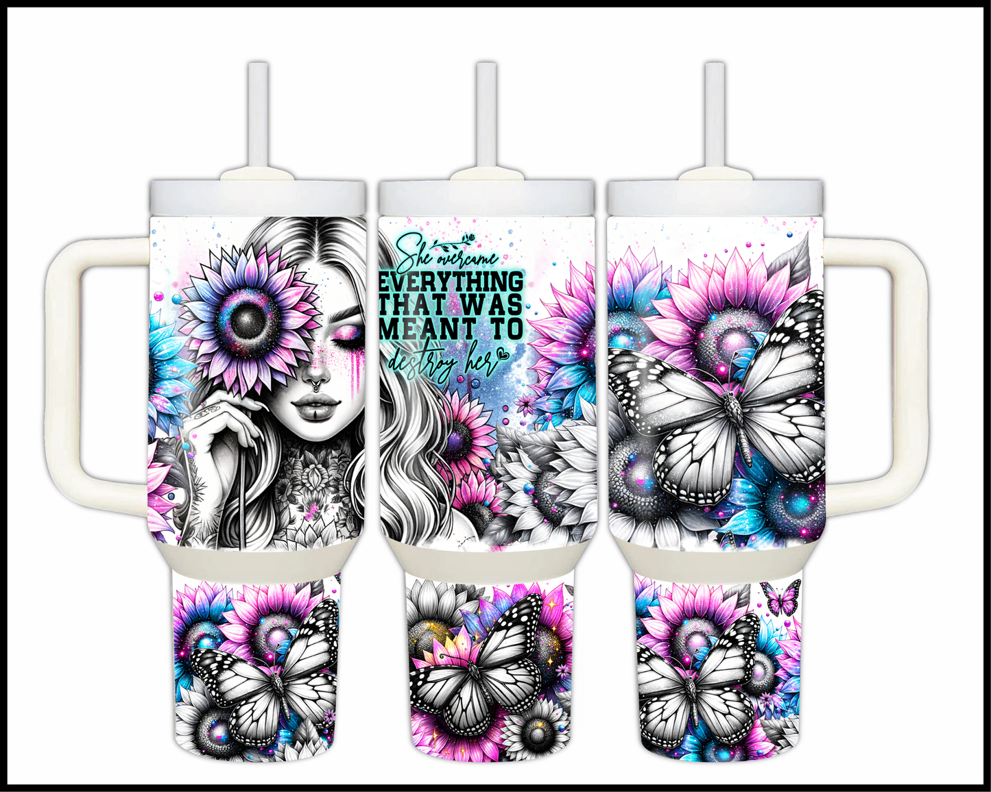 She Overcome Everything That Was Meant To Destroy Her Stainless Steel Big 40oz Tumbler (053)