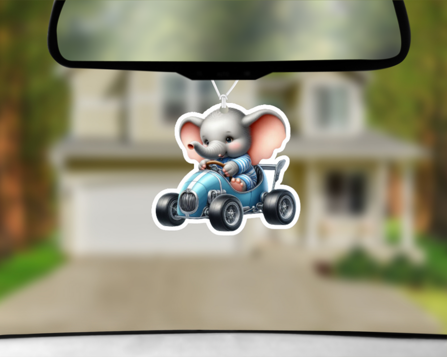 Blue Racing Elephant Car Air Freshener