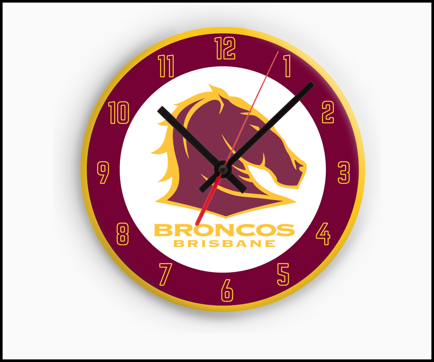 Brisbane Broncos Sublimated Clock (Round)