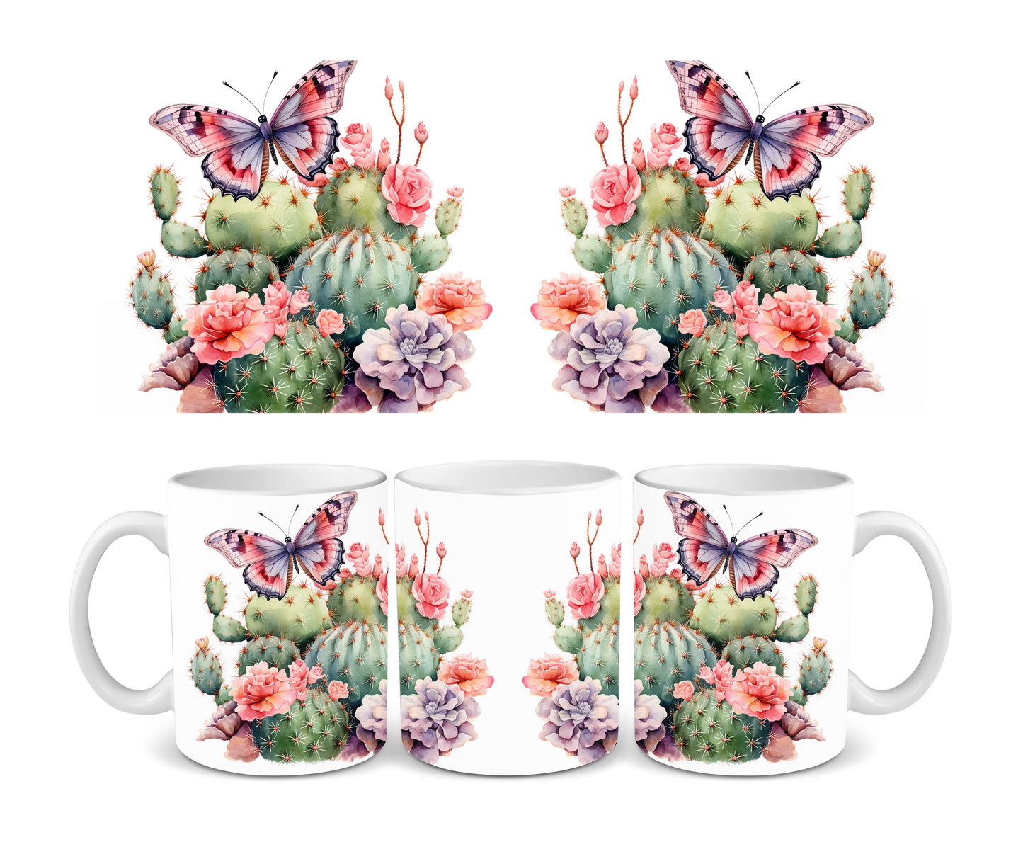 Butterfly Cactus Ceramic Mug