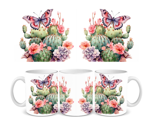 Butterfly Cactus Ceramic Mug