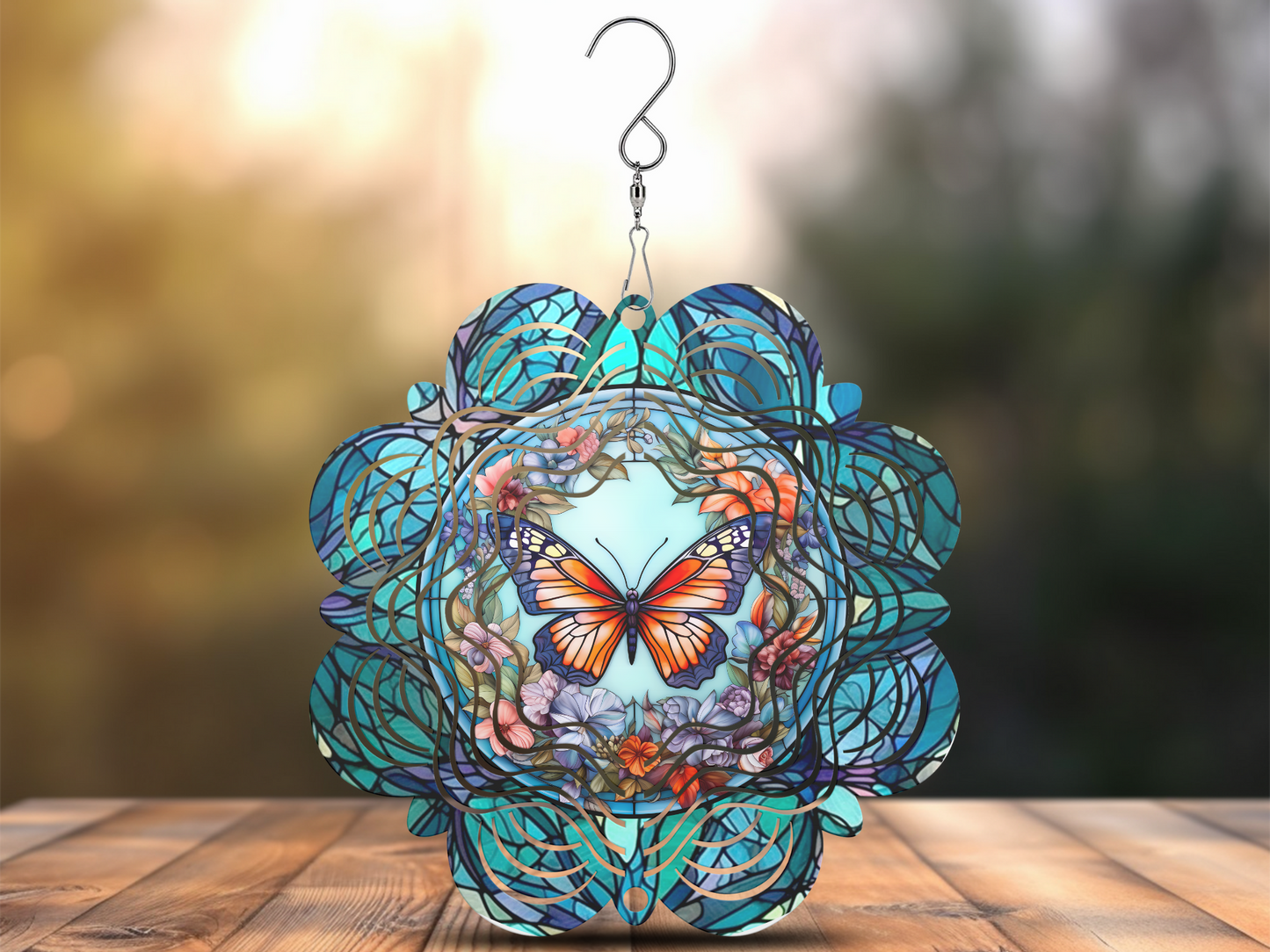 Butterfly in Blue Wind Spinner