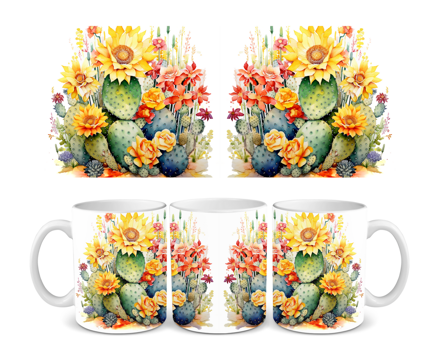 Cactus Sunflower Ceramic Mug