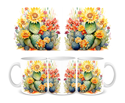 Cactus Sunflower Ceramic Mug