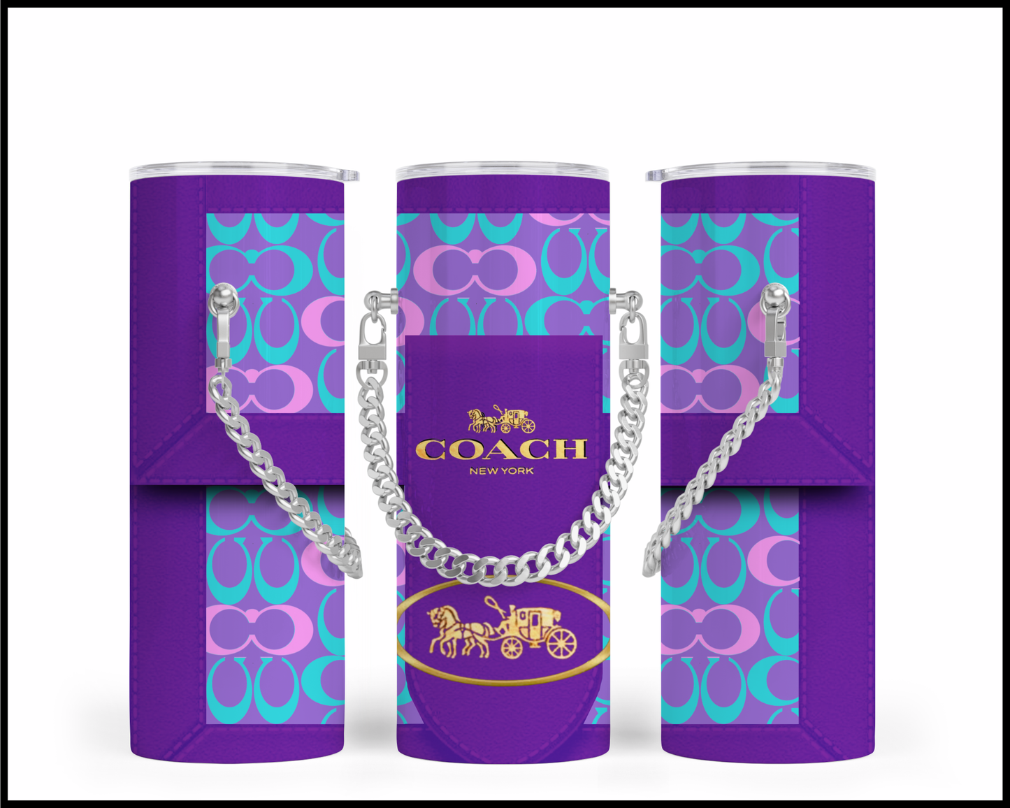 Designer Handbag Inspired Chain Tumbler (090)