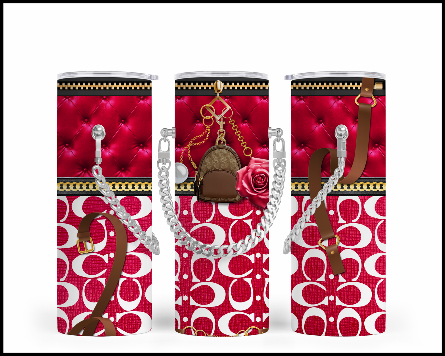 Designer Handbag Inspired Chain Tumbler (025)