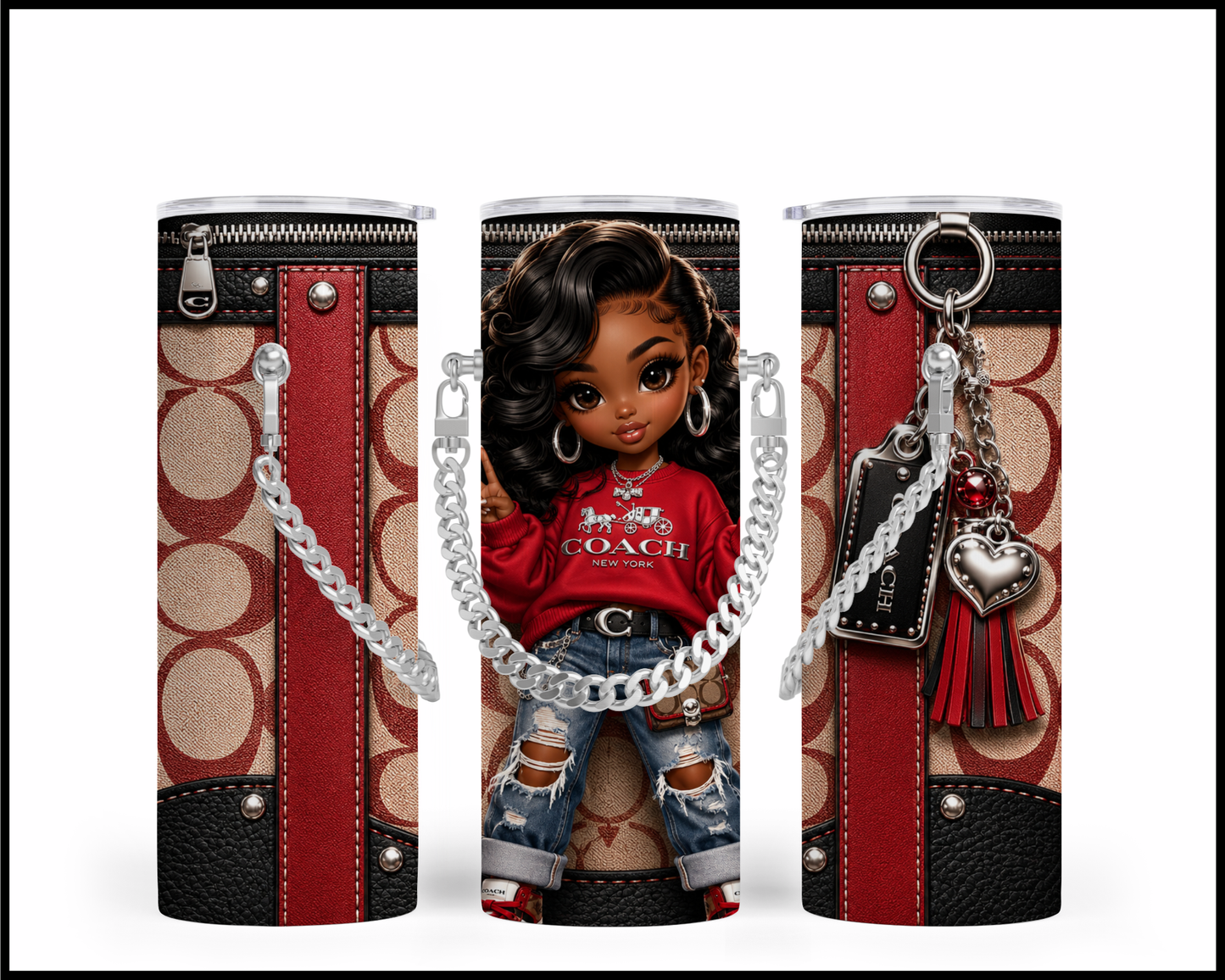 Designer Handbag Inspired Chain Tumbler (321)