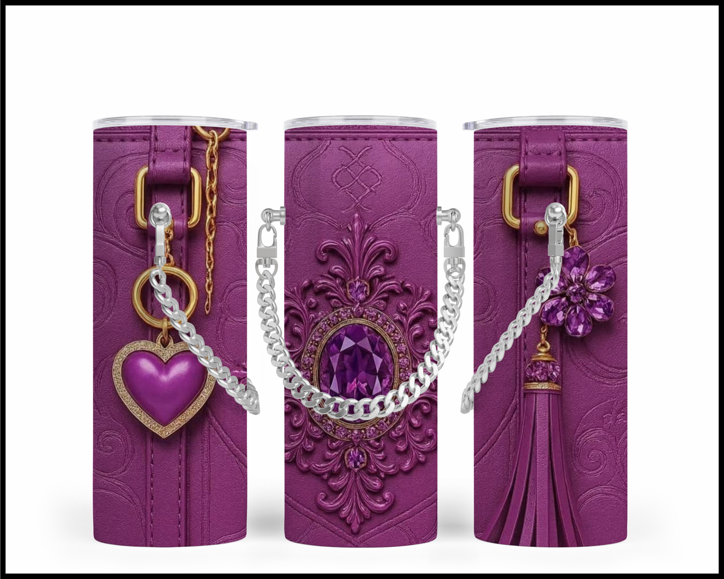 Designer Handbag Inspired Chain Tumbler (017)