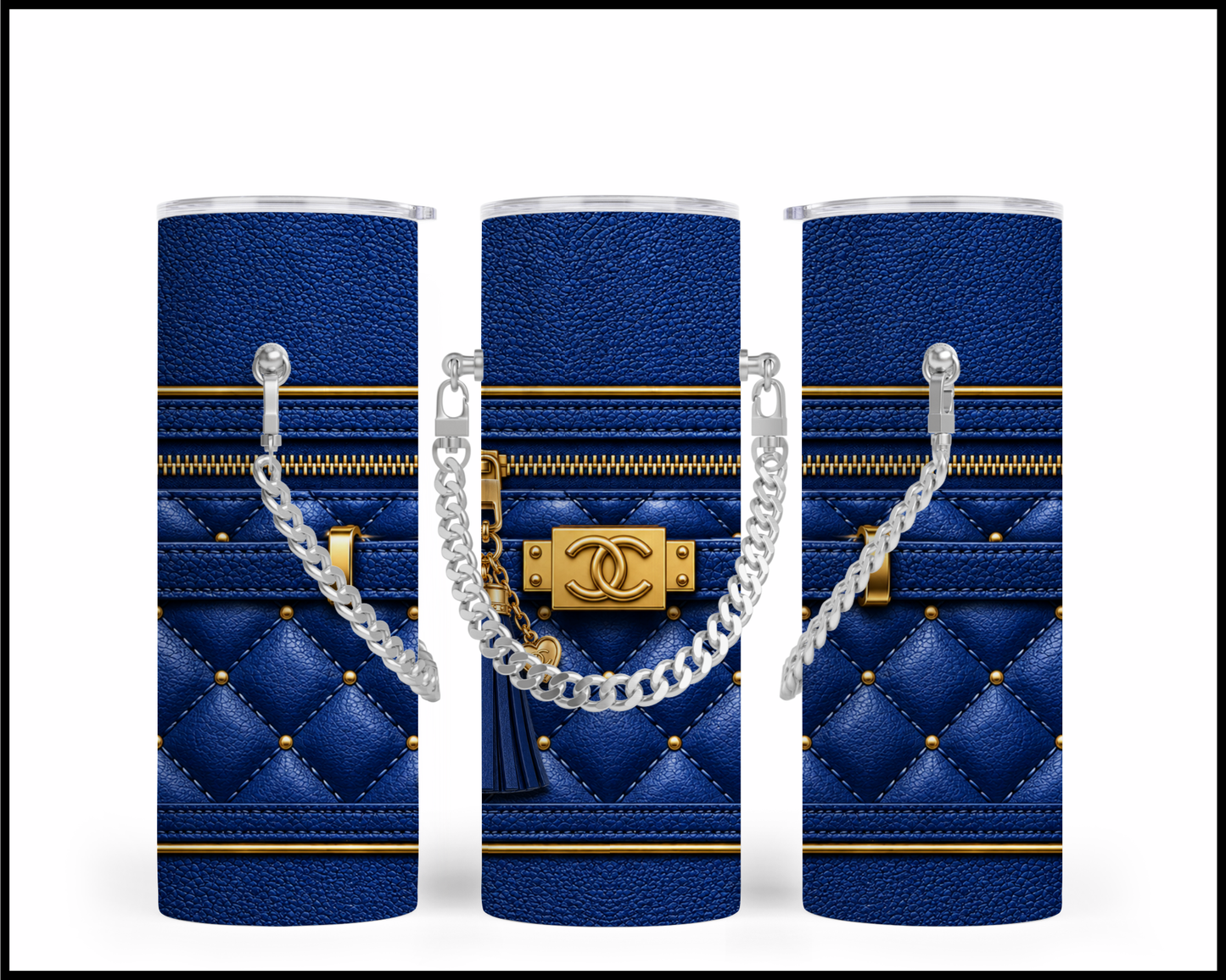 Designer Handbag Inspired Chain Tumbler (038)