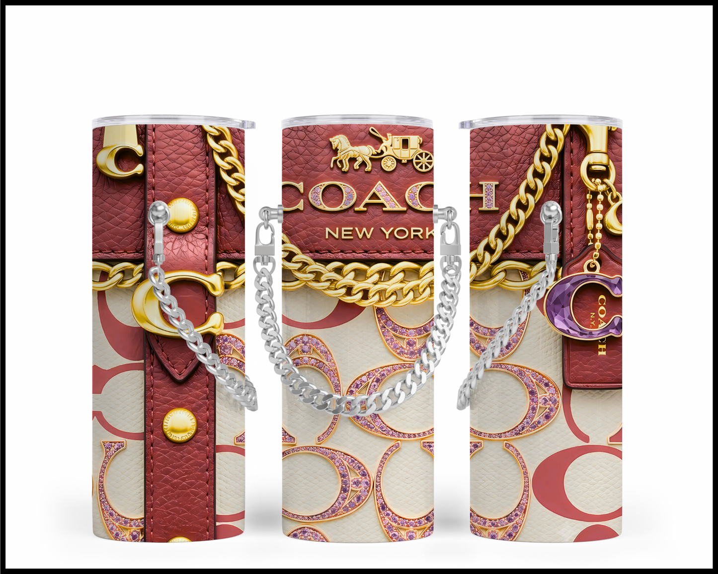 Designer Handbag Inspired Chain Tumbler (353)