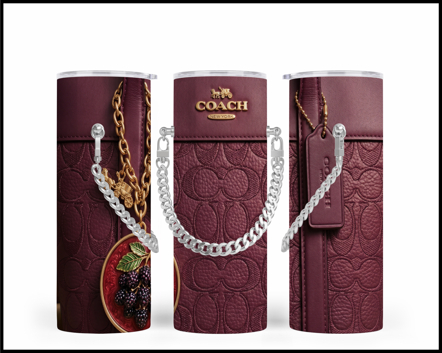 Designer Handbag Inspired Chain Tumbler (324)