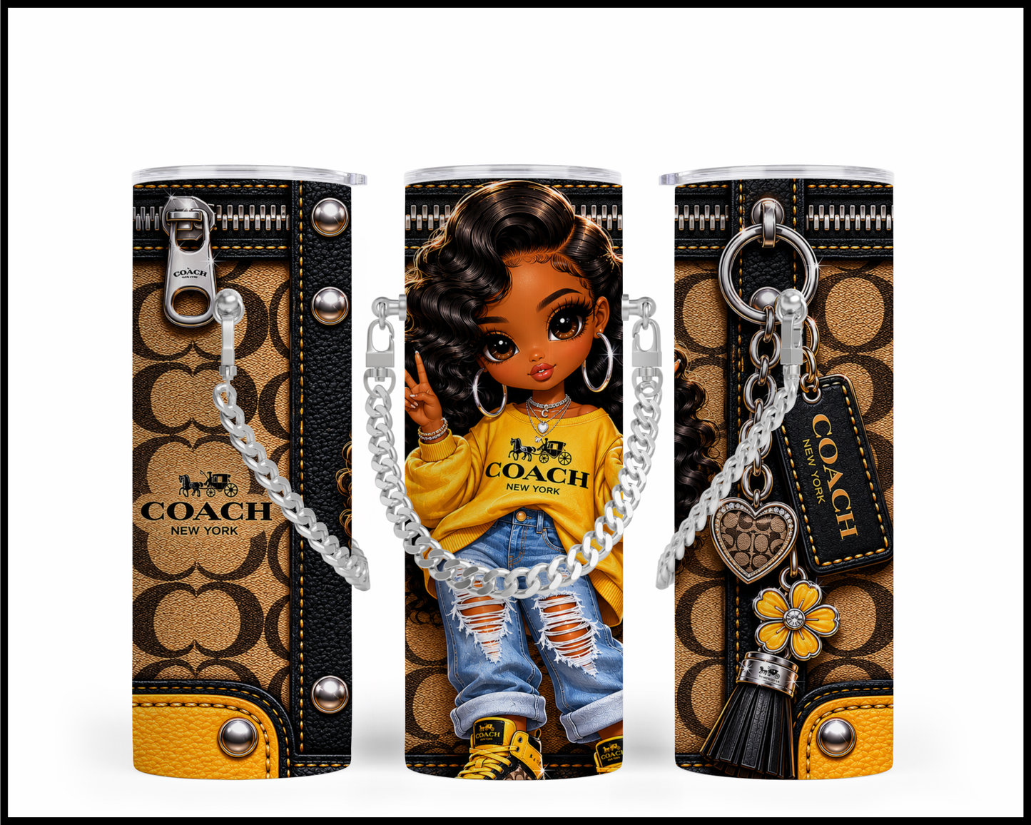 Designer Handbag Inspired Chain Tumbler (321)