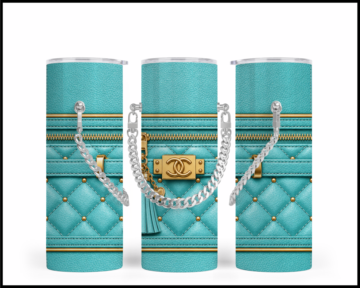Designer Handbag Inspired Chain Tumbler (038)
