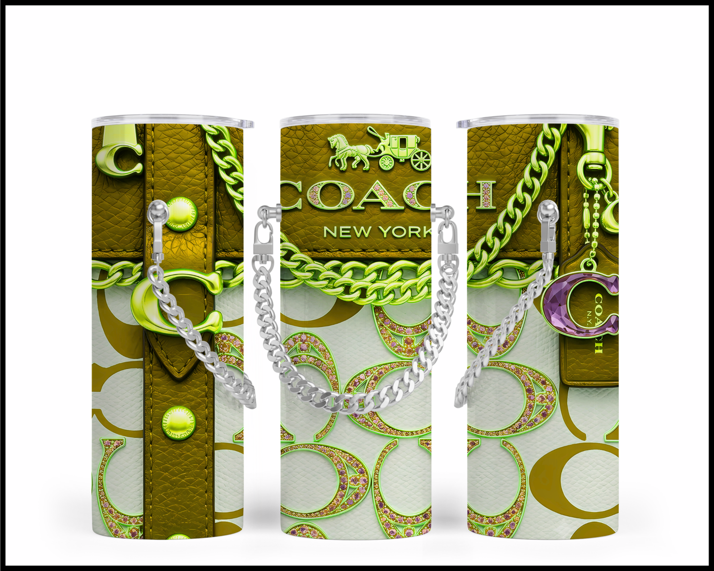 Designer Handbag Inspired Chain Tumbler (353)