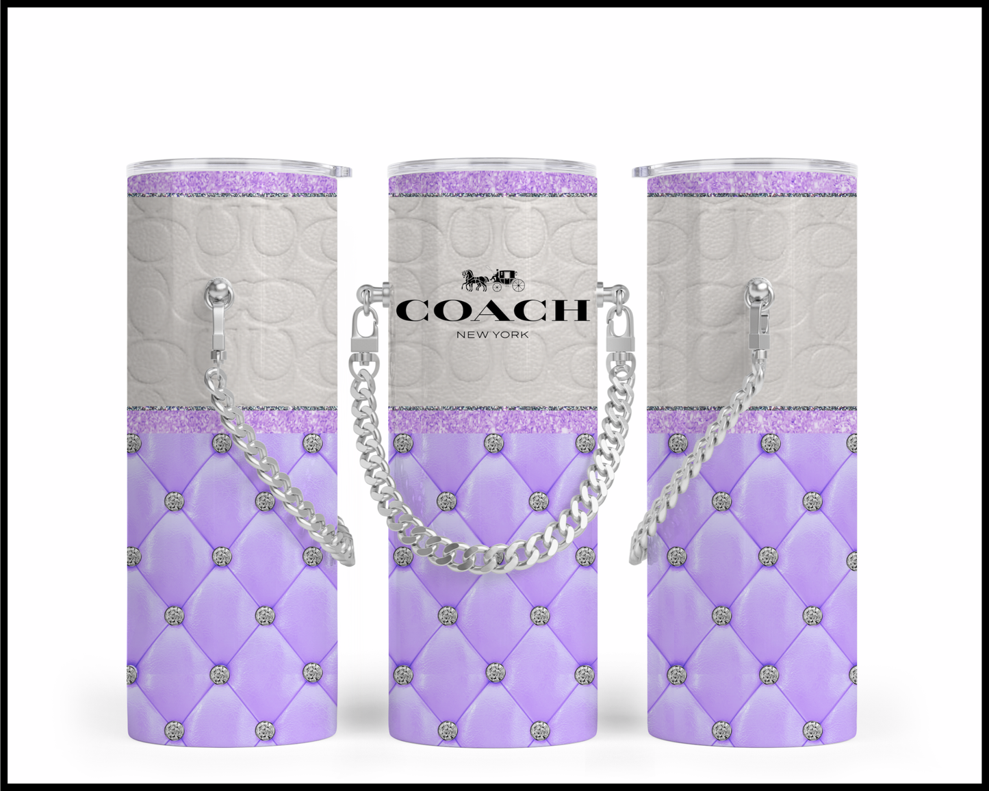 Designer Handbag Inspired Chain Tumbler (113)