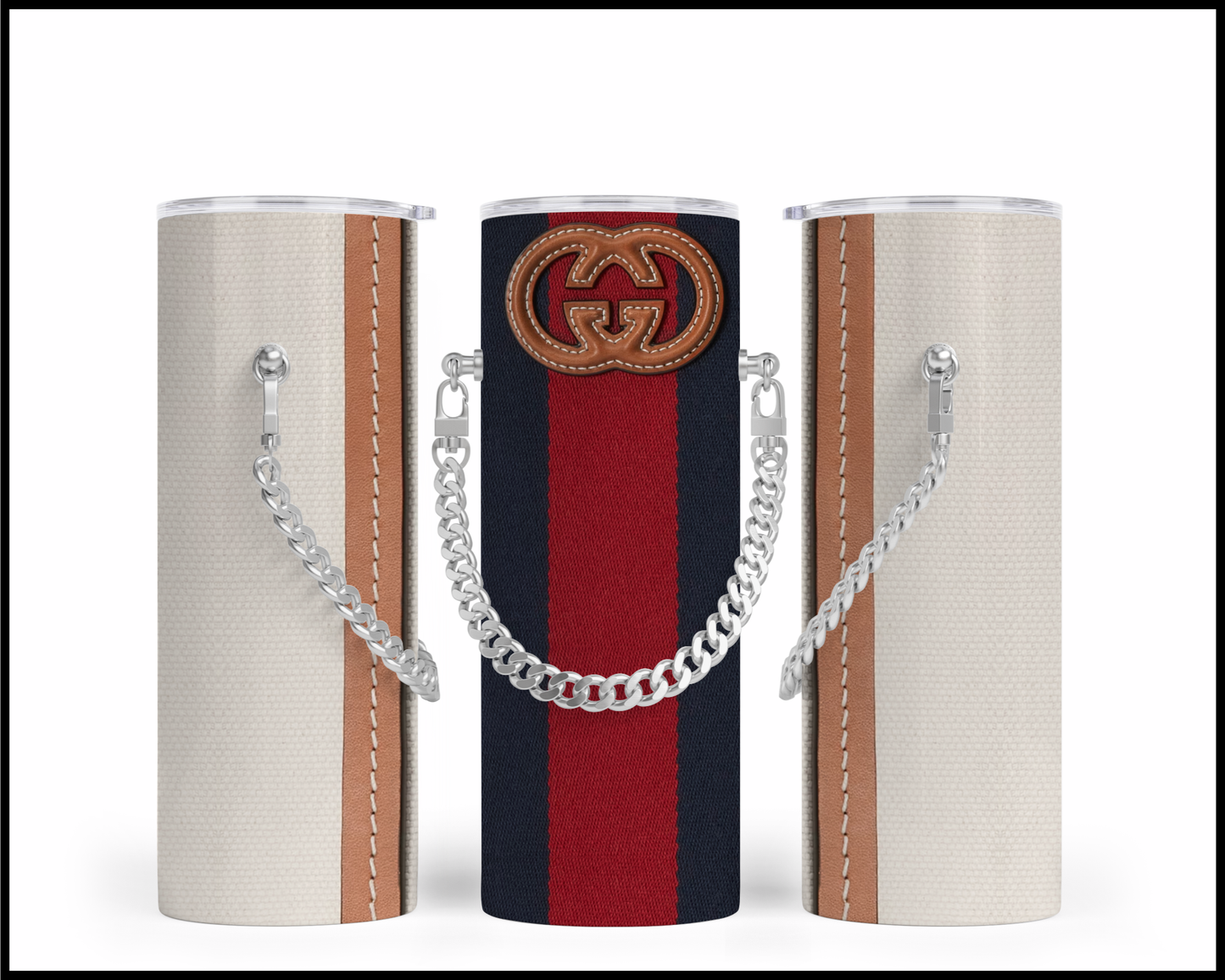 Designer Handbag Inspired Chain Tumbler (011)