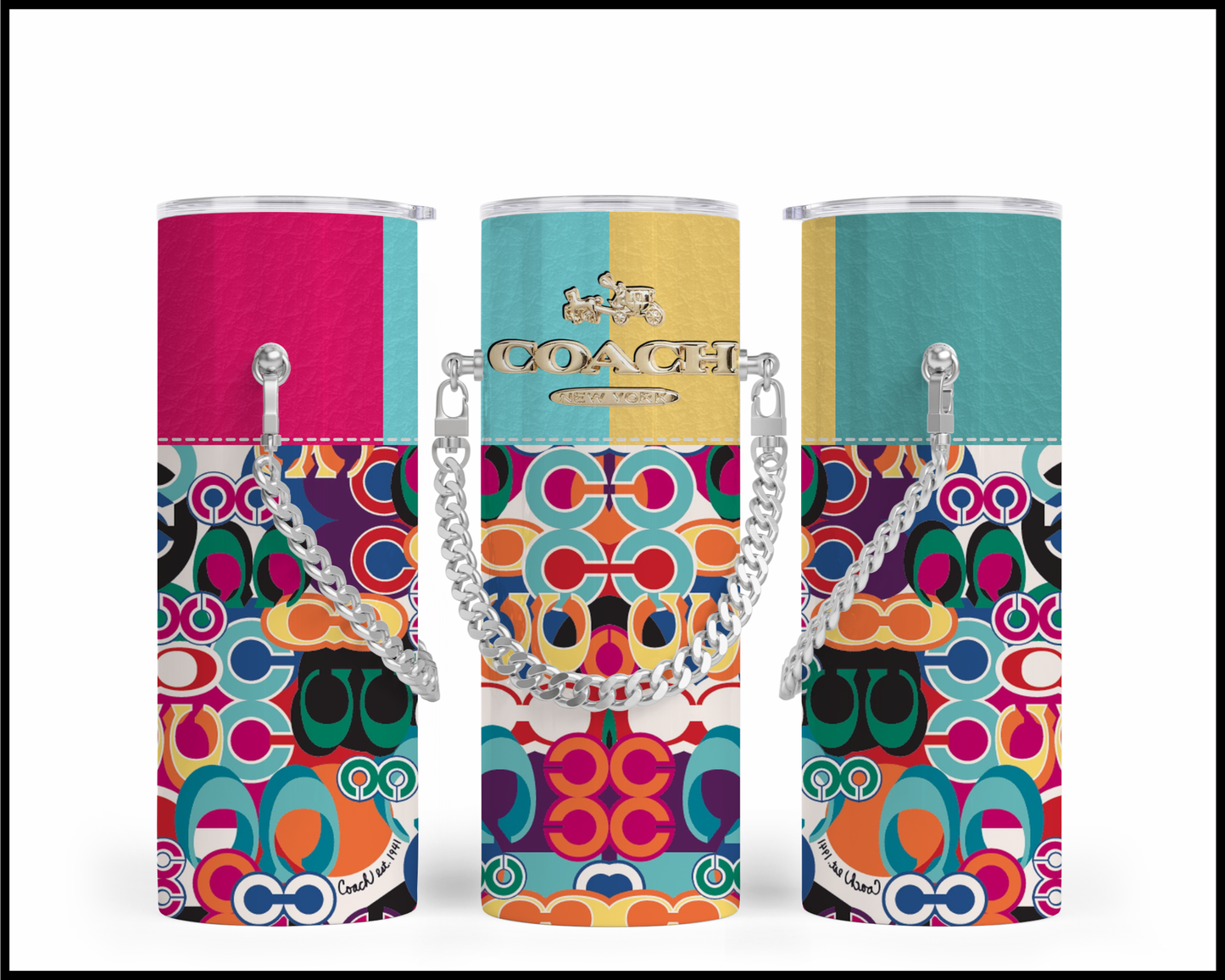 Designer Handbag Inspired Chain Tumbler (074)