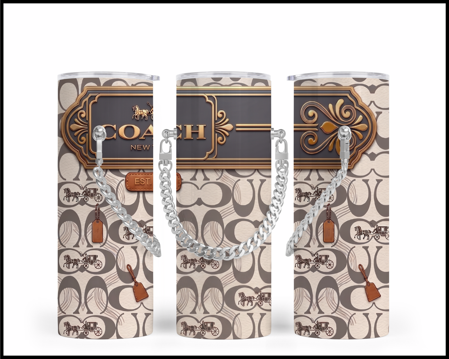 Designer Handbag Inspired Chain Tumbler (341)