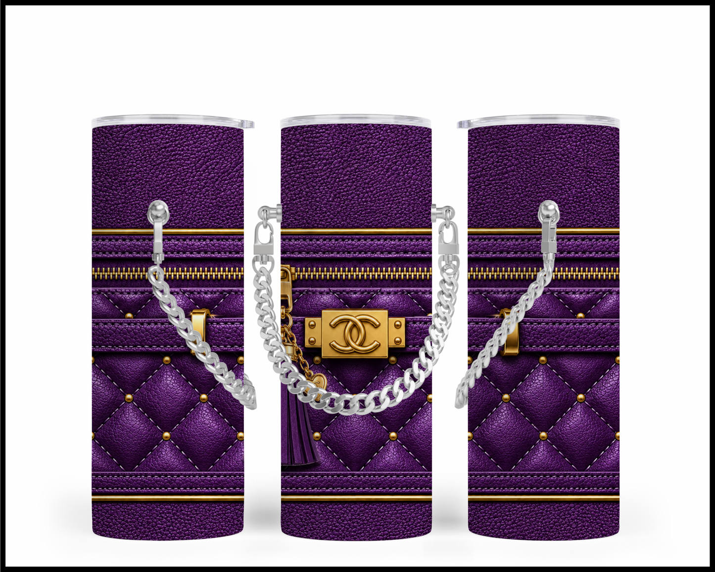 Designer Handbag Inspired Chain Tumbler (038)