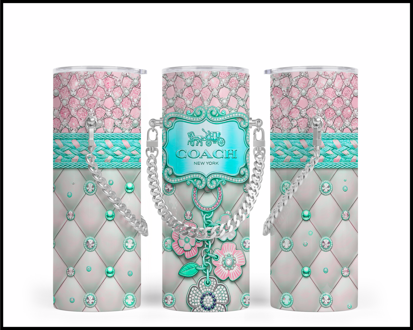 Designer Handbag Inspired Chain Tumbler (354)