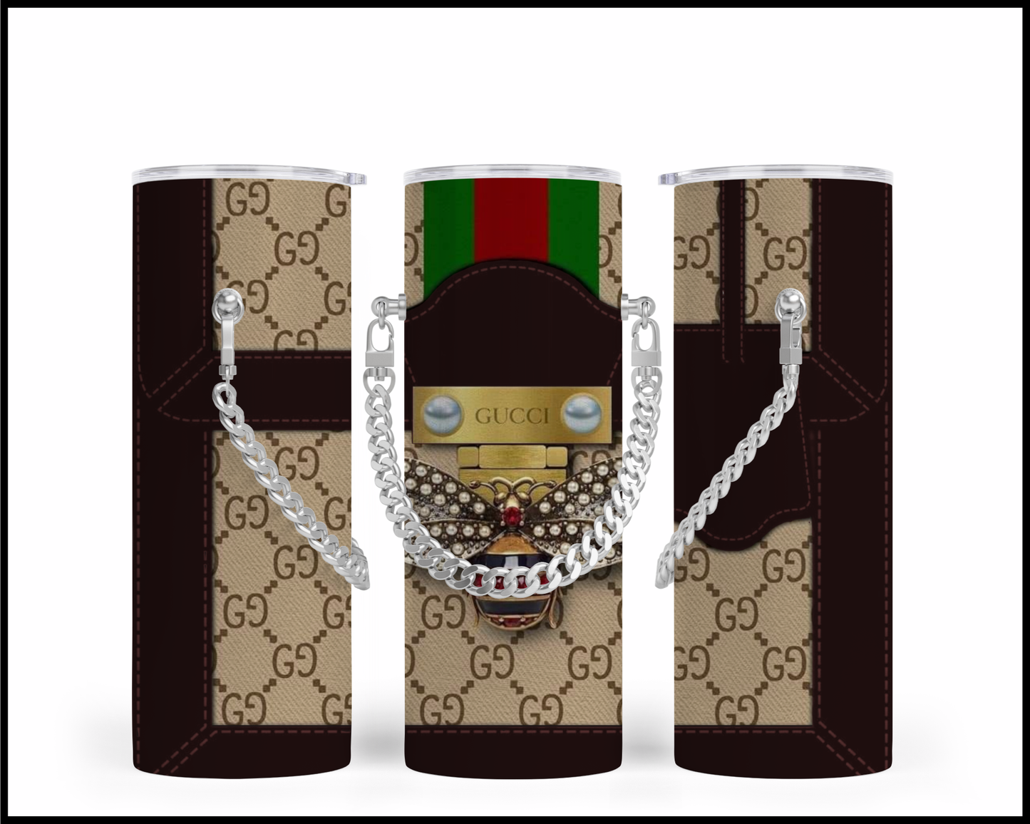 Designer Handbag Inspired Chain Tumbler (013)