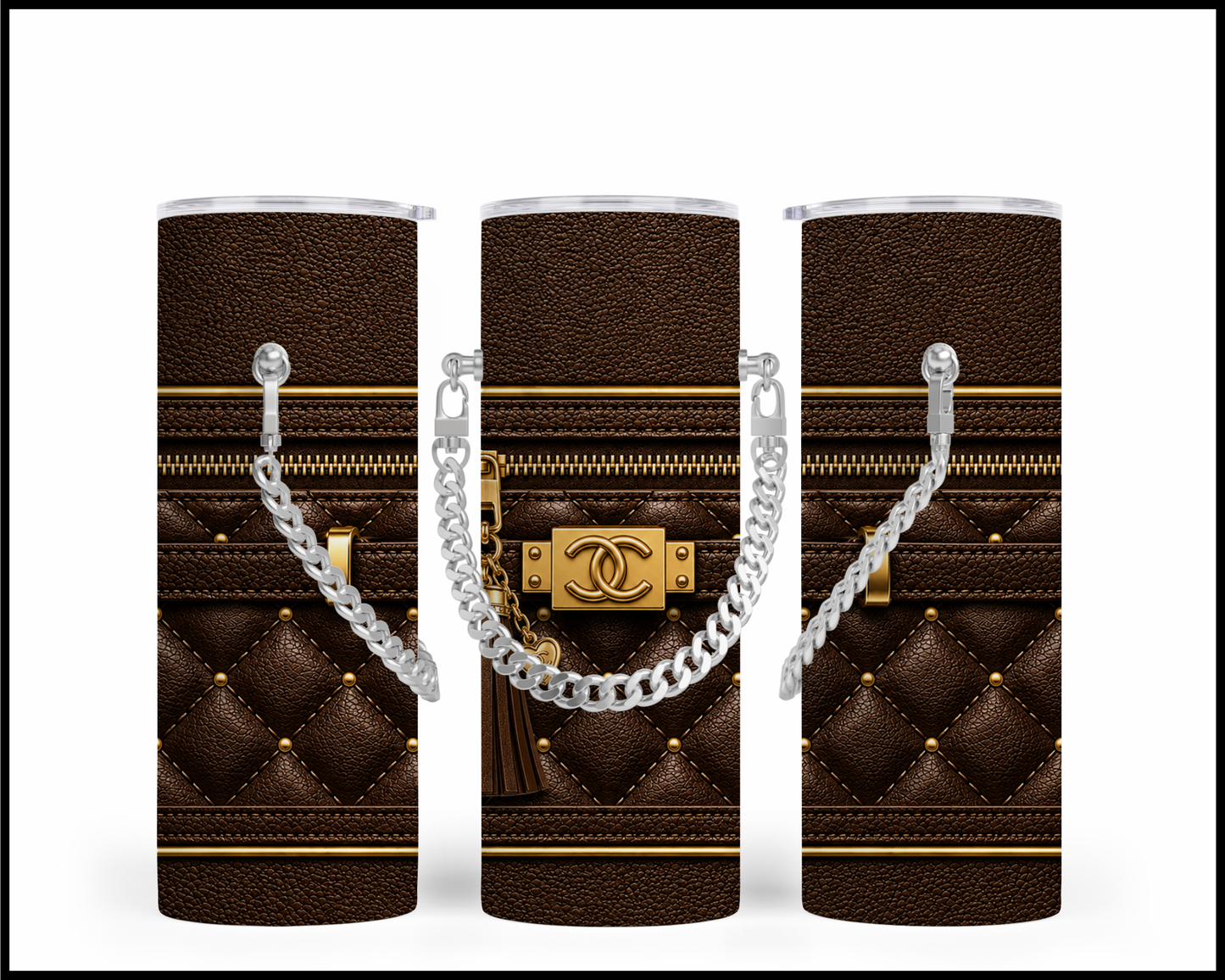 Designer Handbag Inspired Chain Tumbler (038)