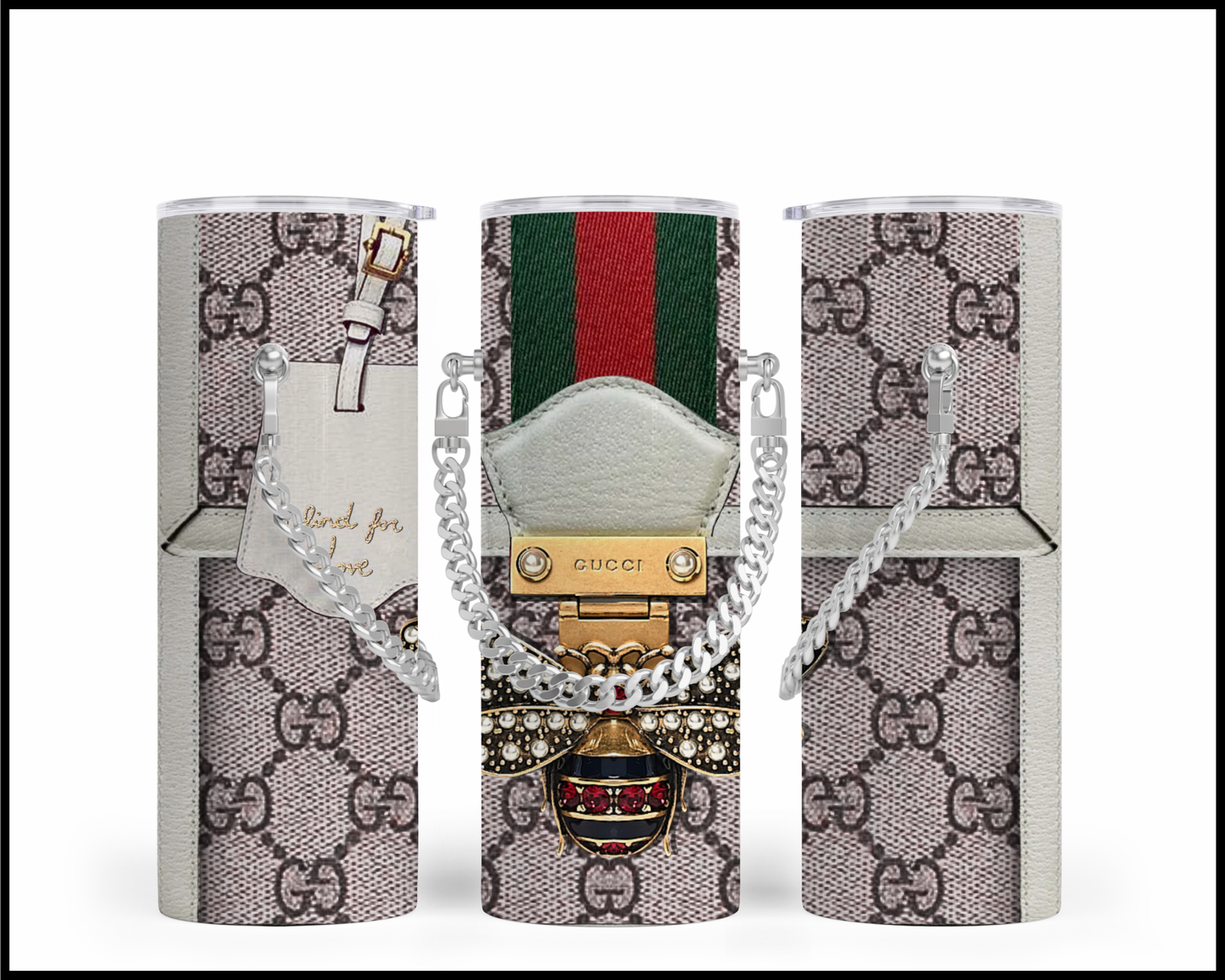Designer Handbag Inspired Chain Tumbler (013)