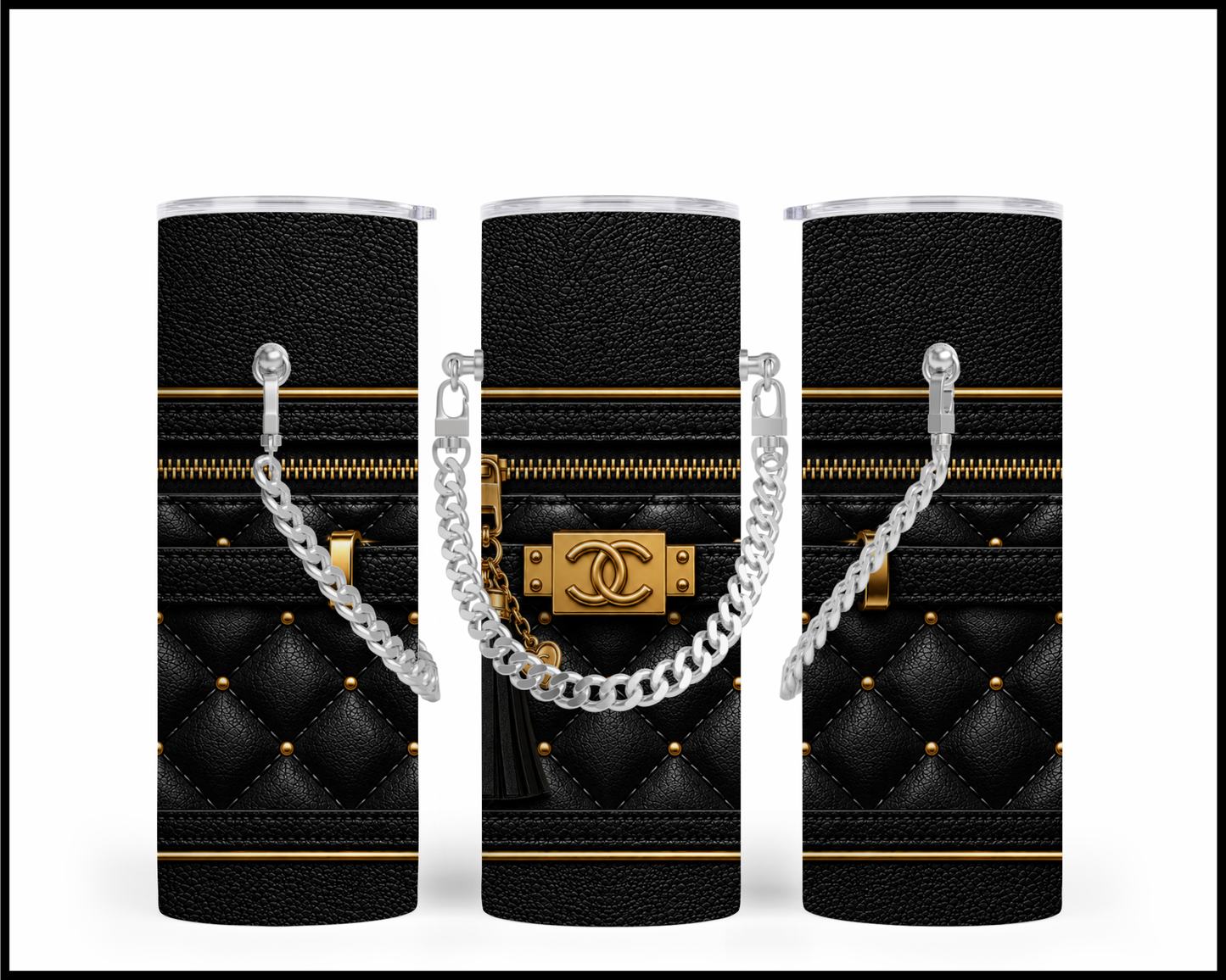 Designer Handbag Inspired Chain Tumbler (038)