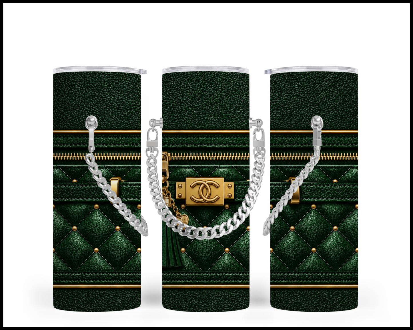 Designer Handbag Inspired Chain Tumbler (038)