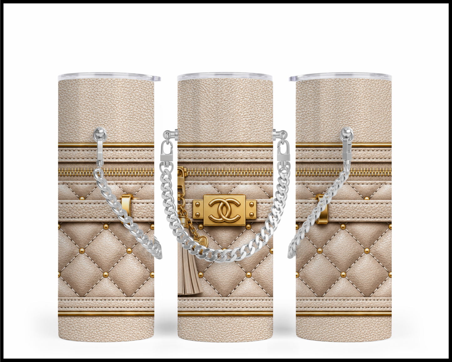 Designer Handbag Inspired Chain Tumbler (038)