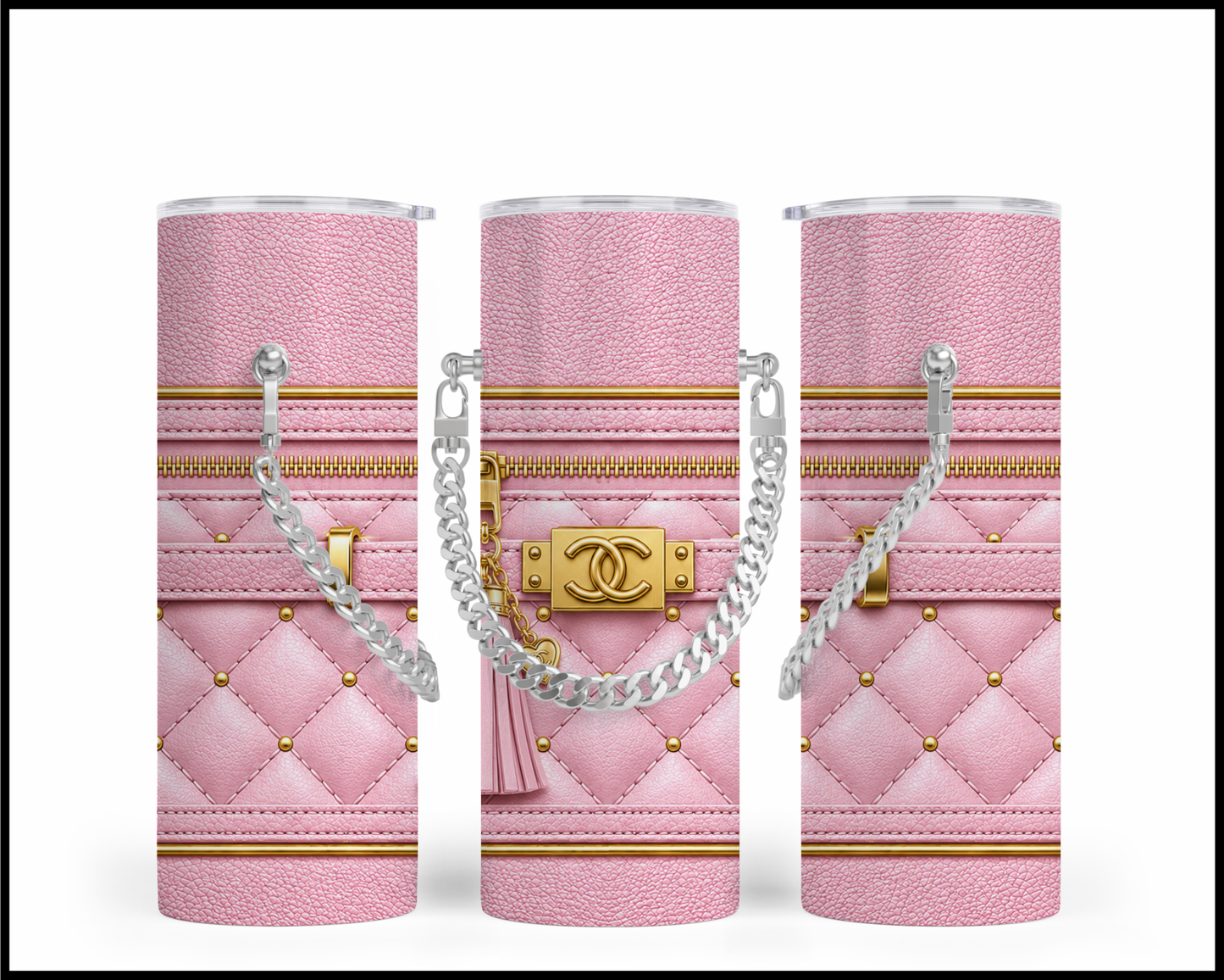 Designer Handbag Inspired Chain Tumbler (038)