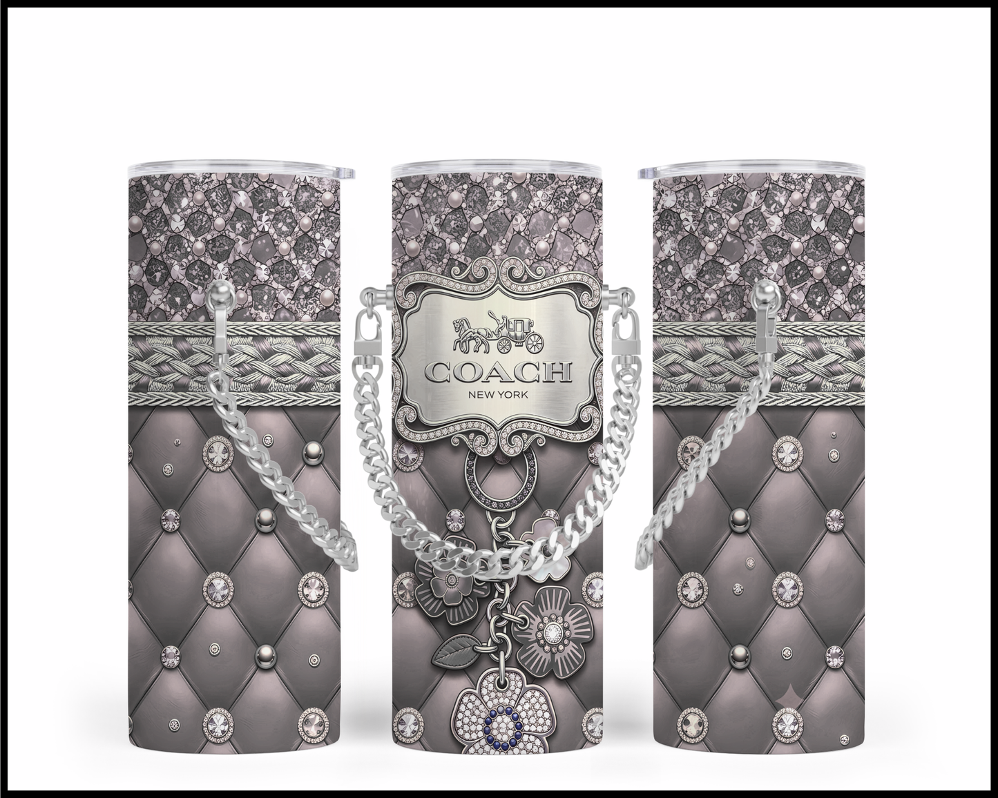 Designer Handbag Inspired Chain Tumbler (354)