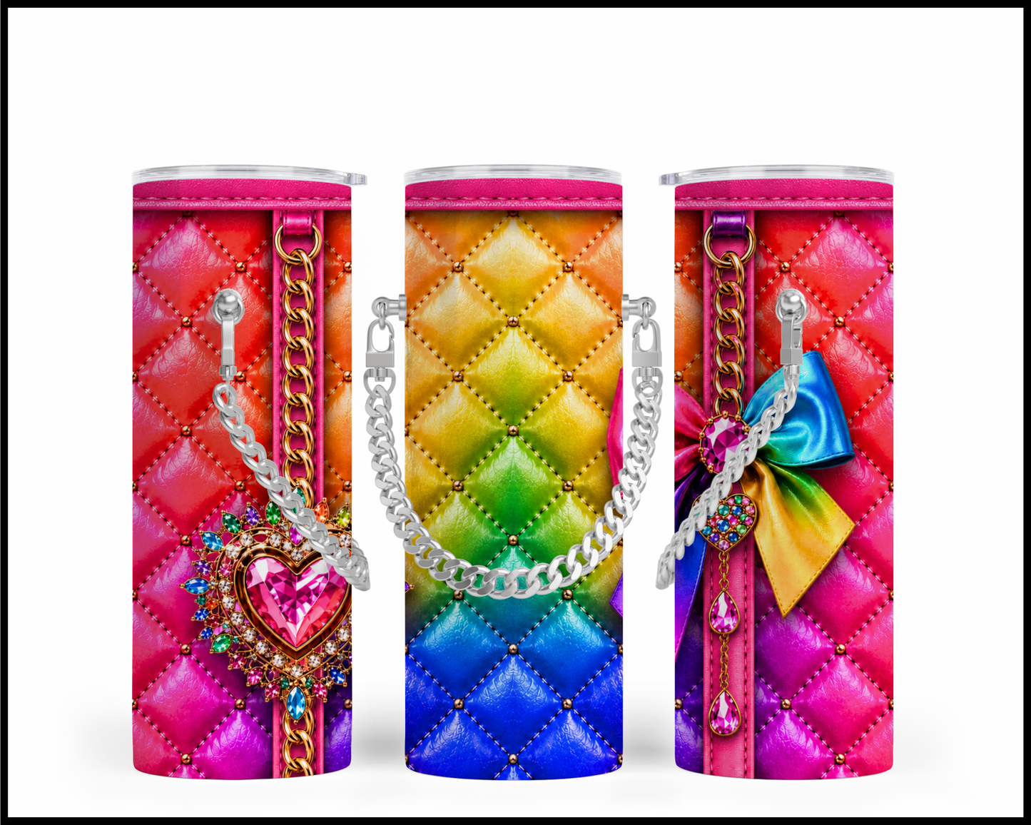 Designer Handbag Inspired Chain Tumbler (038)