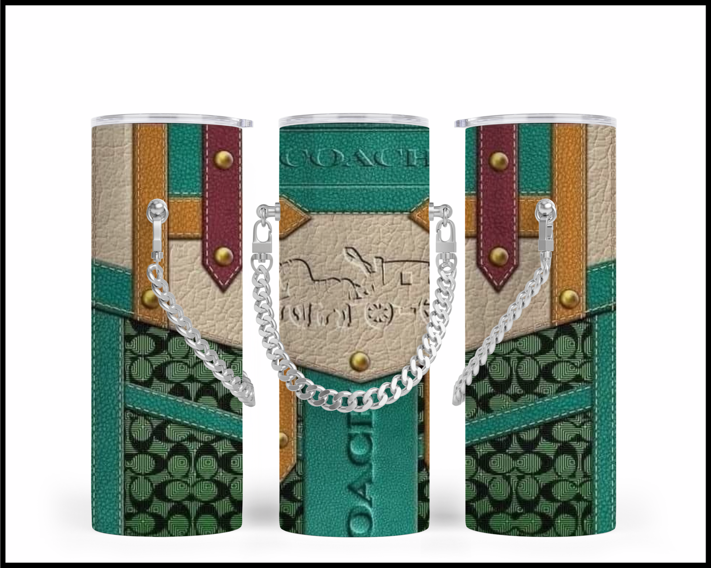 Designer Handbag Inspired Chain Tumbler (348)
