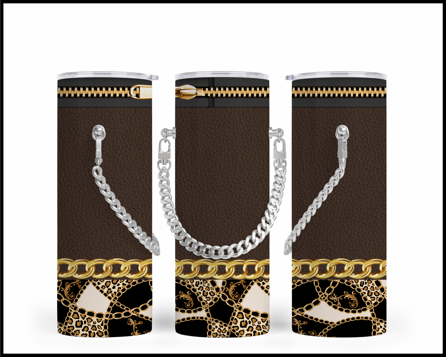 Designer Handbag Inspired Chain Tumbler (002)