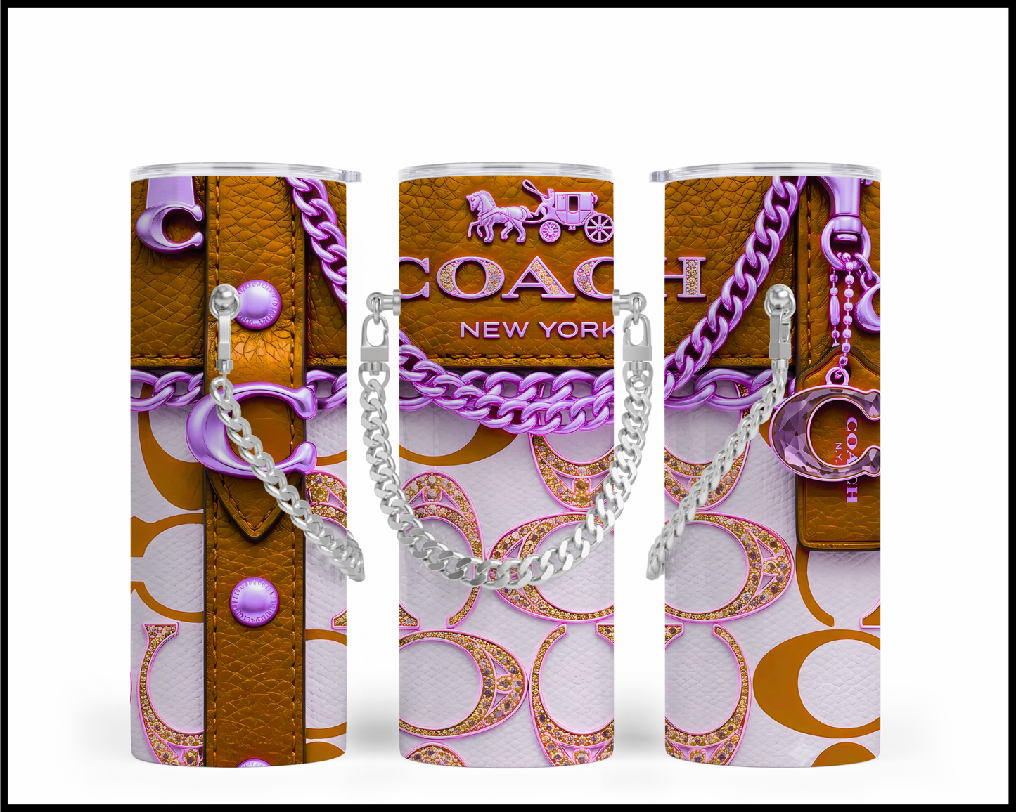 Designer Handbag Inspired Chain Tumbler (353)