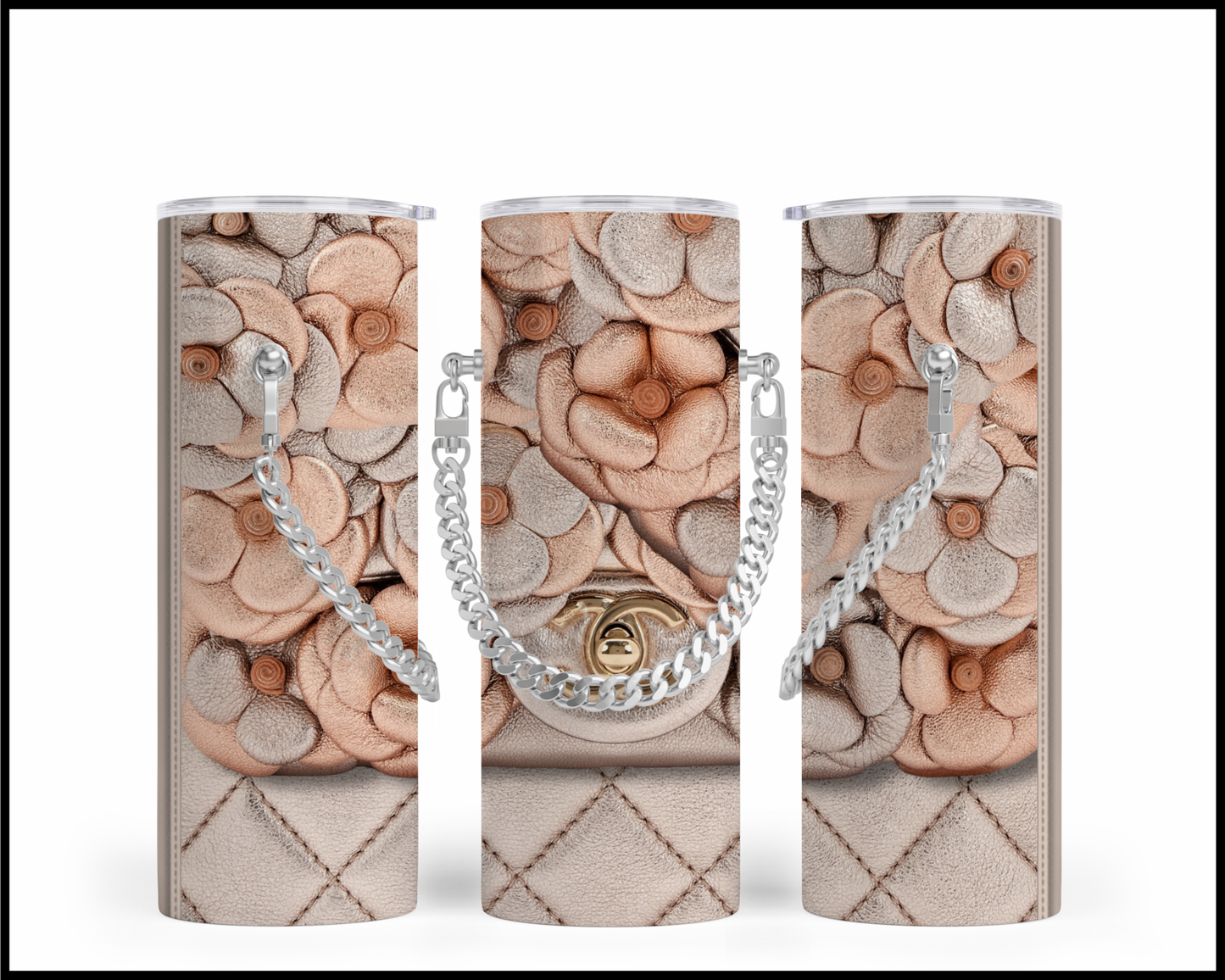 Designer Handbag Inspired Chain Tumbler (002)
