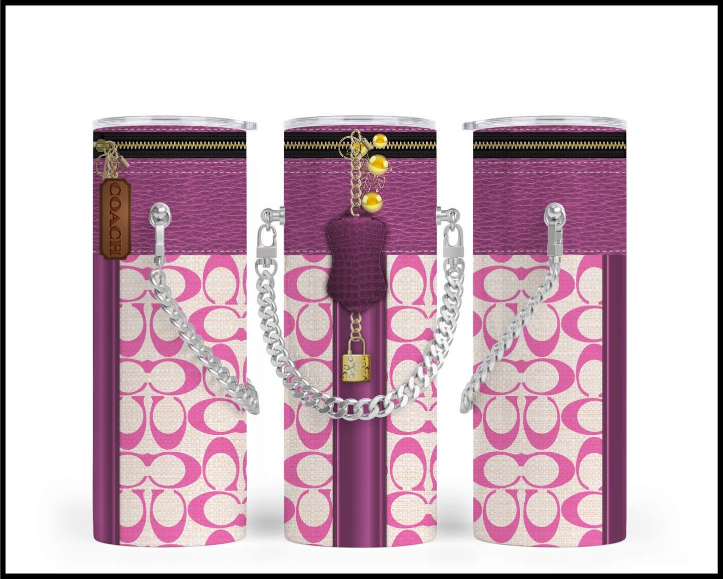 Designer Handbag Inspired Chain Tumbler (221)
