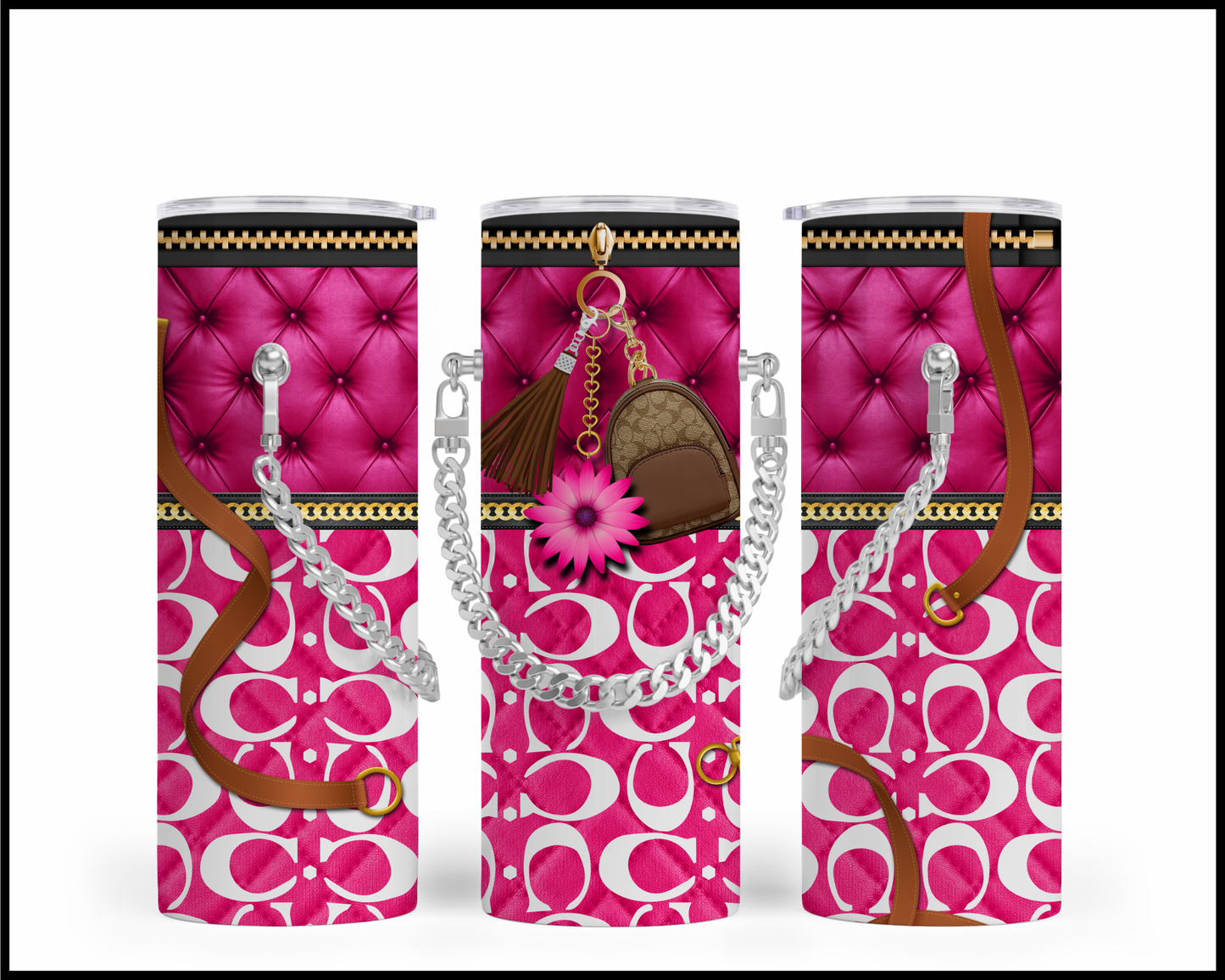 Designer Handbag Inspired Chain Tumbler (019)