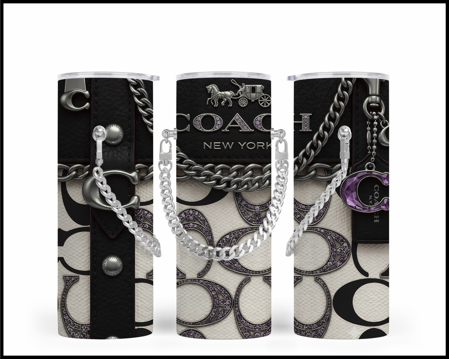 Designer Handbag Inspired Chain Tumbler (353)